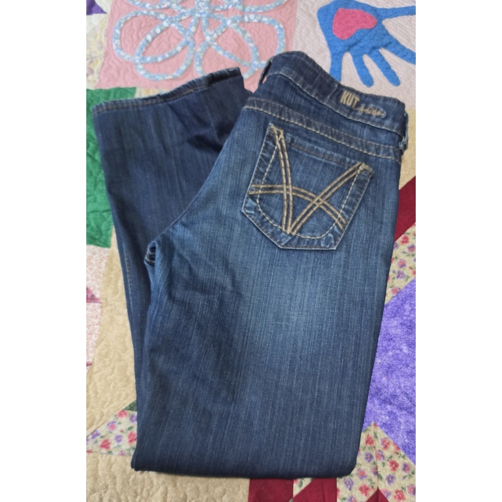 Kut From The Kloth Womens So Low Rise Boot Cut Jeans 10 Dark Wash